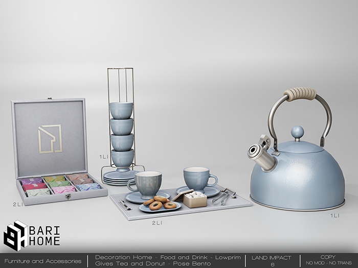 [BARI HOME] Metal colors Tea Set - Blue