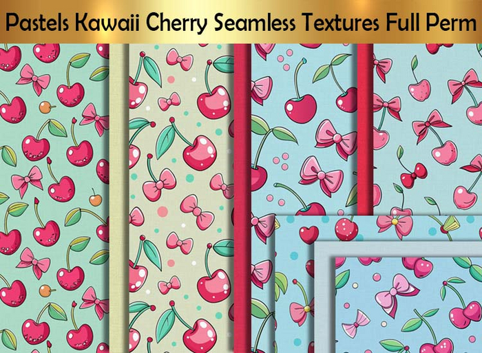 Pastels Kawaii Cherry Seamless Textures Full Perm C