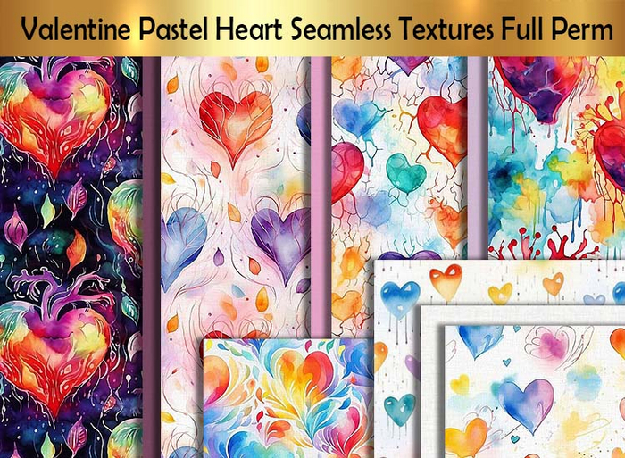 Valentine Pastel Heart Seamless Textures FULL PERM