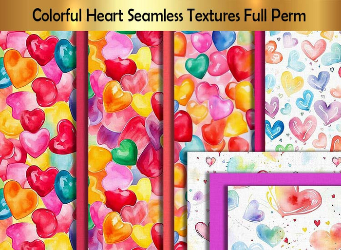 Colorful Heart Seamless Textures Full Perm