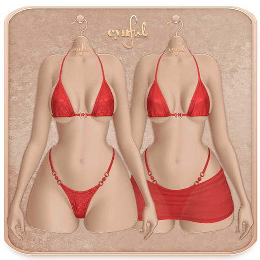 Cynful Pearl Tide - Bikini Set - Red