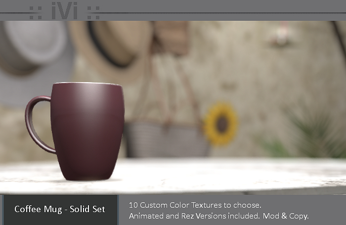 .:iVi:. Coffee Mugs - Solid Set - Animated Texture Change Steam On & Off