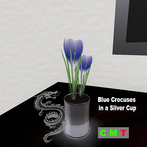 Blue Crocuses in a Silver Cup