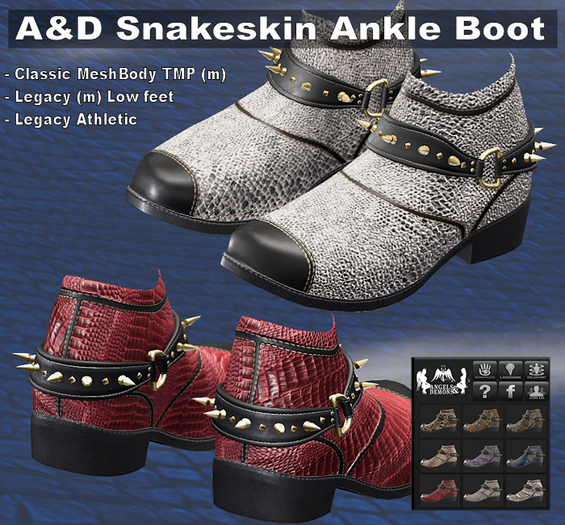 A&D Snakeskin Ankle Boot