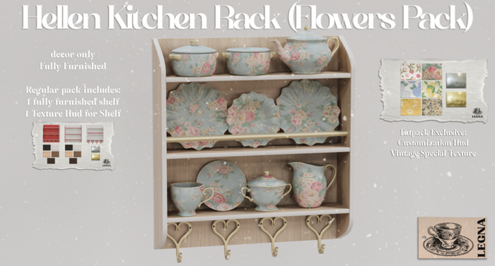 - Legna - Hellen Kitchen Rack (Flowers Pack)