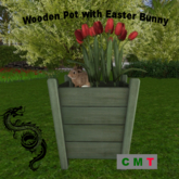 Wooden Pot with Easter Bunny