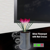 Silver Flowerpot with Red Crocus