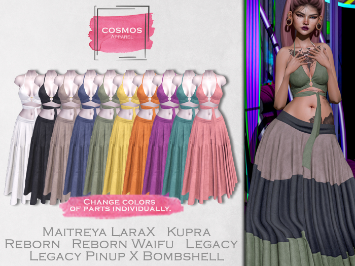 [COSMOS] Gisele Top & Skirt Set Suede / 10 Colors Fatpack Demo