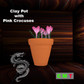 Clay Pot with Pink Crocuses 