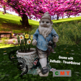 Gnome with Daffodils - Three-Colored