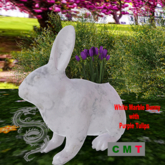 White Marble Bunny with Purple Tulips