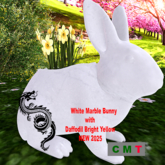 White Marble Bunny with Daffodil Bright Yellow - NEW 2025