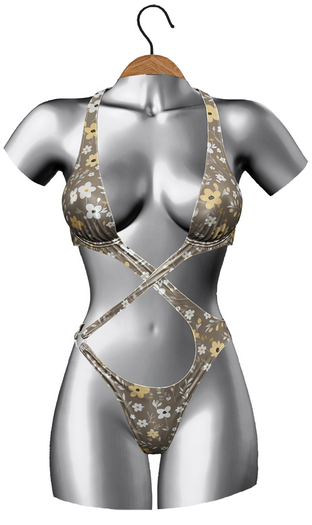 RIOT / Bay Swimsuit - Pattern - Floral Tan