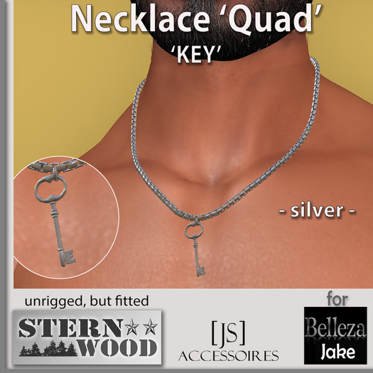 {JS} Necklace 'Quad' Key - silver - BELLEZA