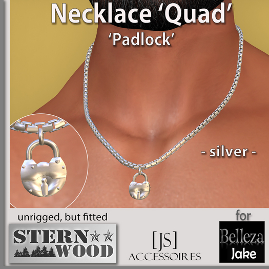 {JS} Necklace 'Quad' Lock - silver - BELLEZA