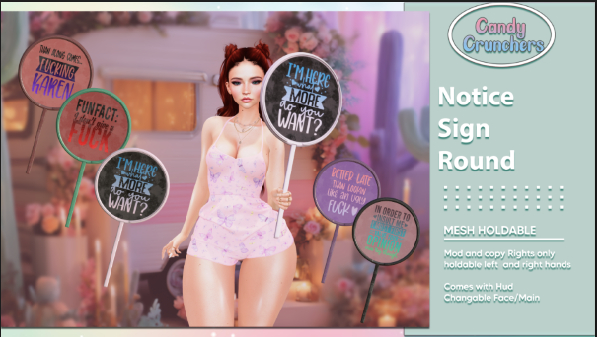 Candy Crunchers - Notice Sign Round (UNPACK)