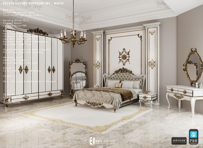 Palace Bedroom Set PG WHITE  [Erfe Design]*