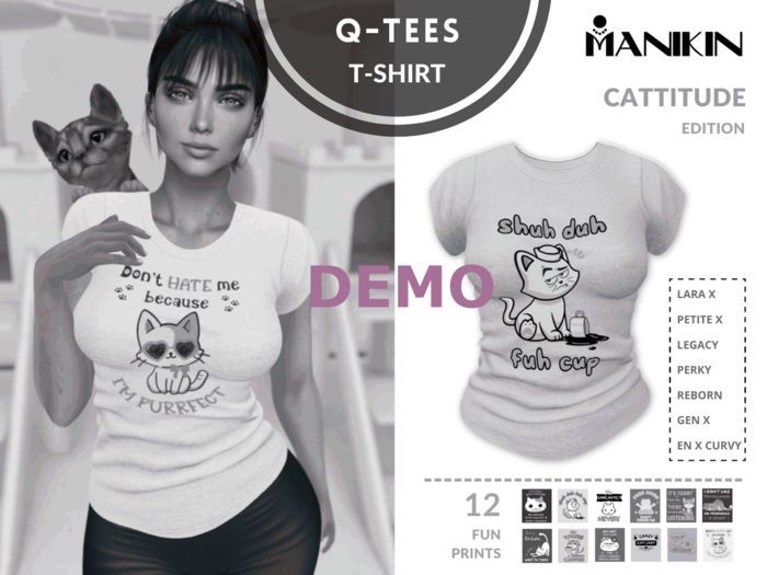 Cat themed T-Shirt Fatpack "Cattitude" Edition Q-Tees by Manikin