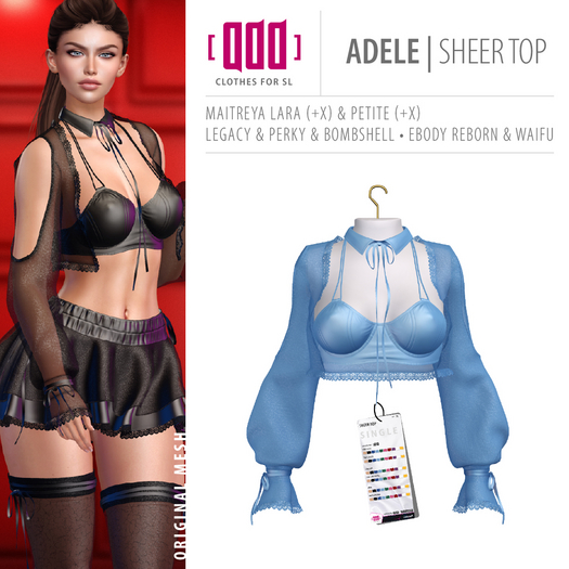 [ADD] Adele Sheer Top - BlueL