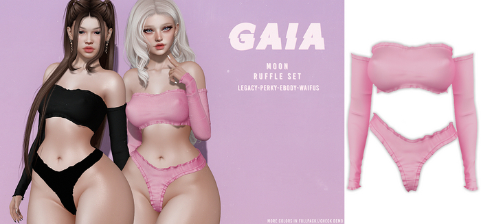 Gaia - moon ruffle set - babypink