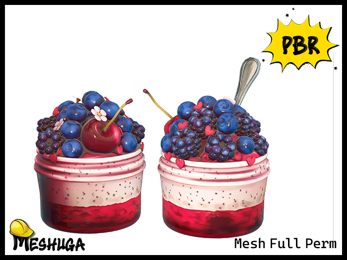 Meshuga E Rondo Second Life Marketplace - Meshuga PBR Berry Love Jar FULL PERM MESH