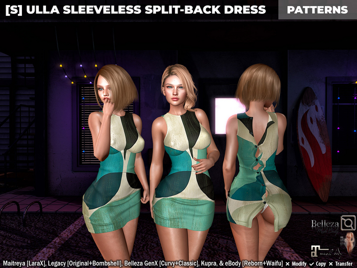 [S] Ulla Sleeveless Split-Back Dress Patterns