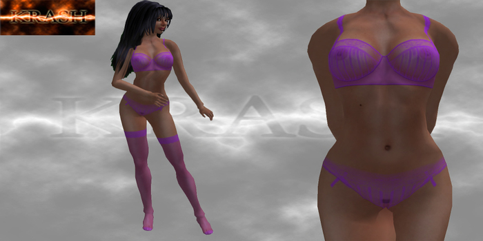 KM-Sexy Lingerie Set - Orchid Boxed