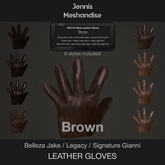 Basic Leather Gloves – brown – 9 Styles HUD – Belleza Jake / Legacy / Signature Gianni – Copy