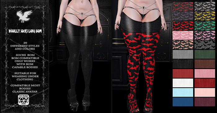 Cherry//Crow//Woolly Socks Long Bom