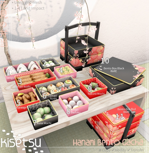 Second Life Marketplace - kisetsu - Hanami Bento Gacha - Bento Box ...