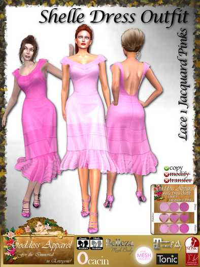 *Goddess* Shelle Dress Outfit Lace 1 Jacquard Pinks