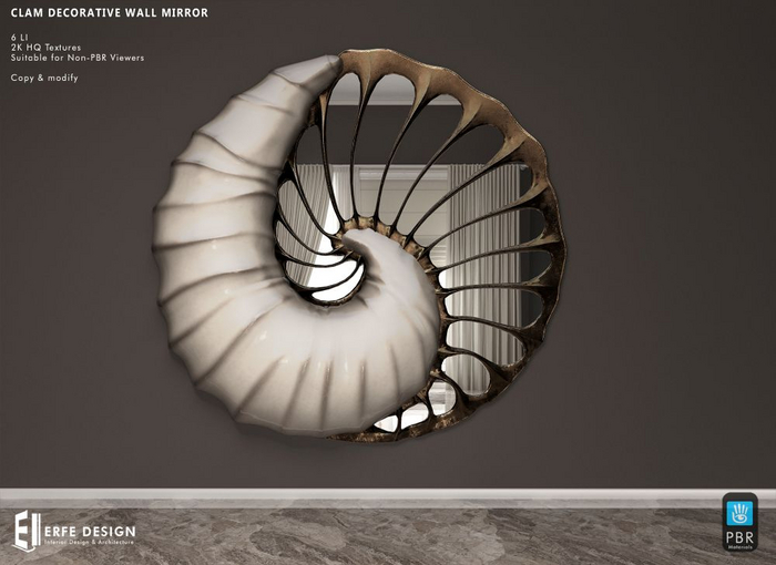 Clam Wall Decorative Mirror PBR 6 LI [Erfe Design]*
