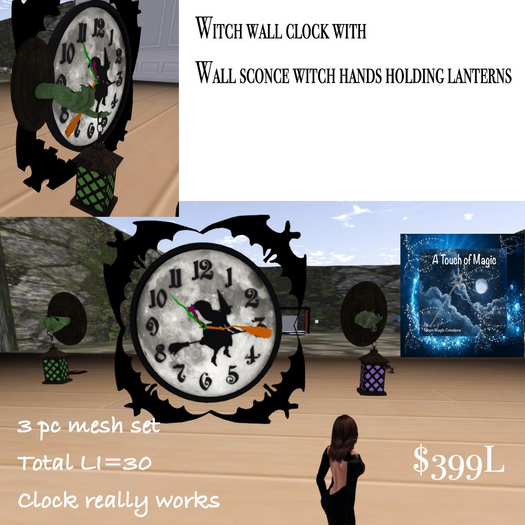witch wall clock & sconce set-Box-LI=30