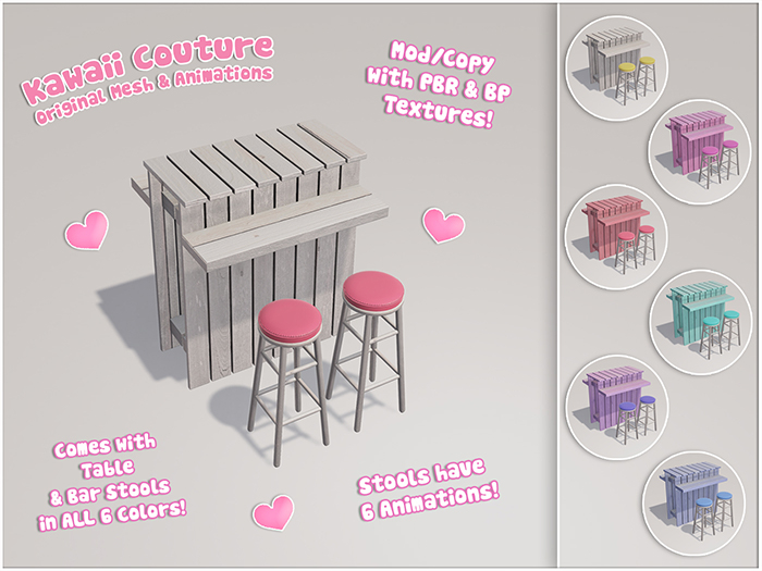 Kawaii Couture - Outdoor Bar Table & Stools