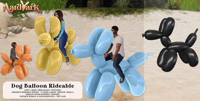 Aardvark : Dog Balloon Rideable - Black 