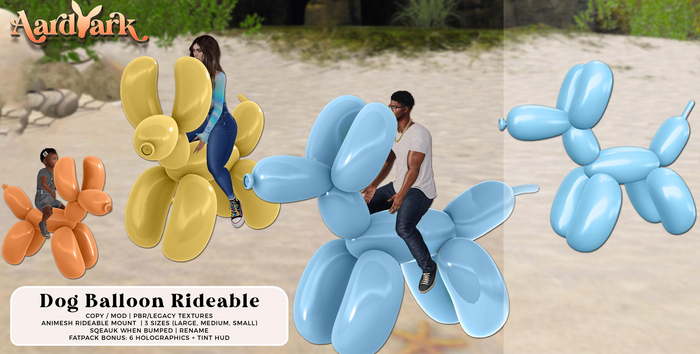 Aardvark : Dog Balloon Rideable - Blue 