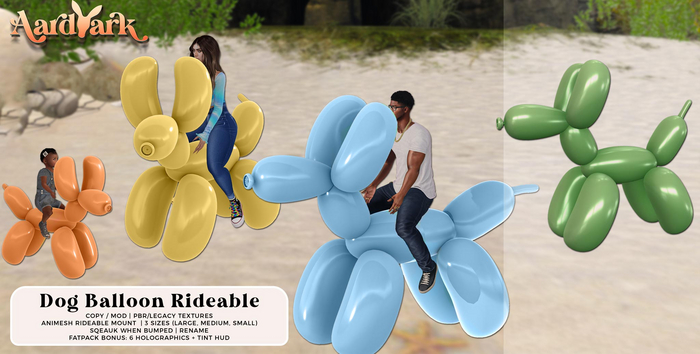 Aardvark : Dog Balloon Rideable - Green 