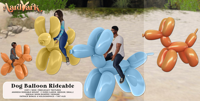 Aardvark : Dog Balloon Rideable - Orange