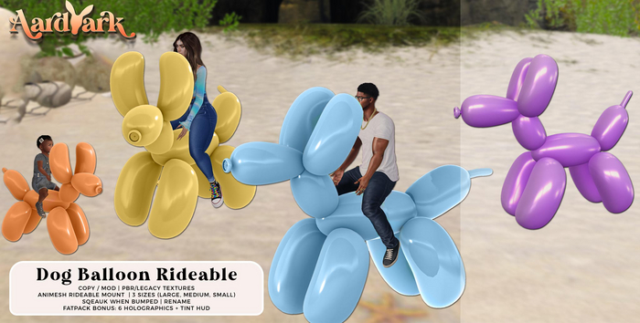 Aardvark : Dog Balloon Rideable - Purple