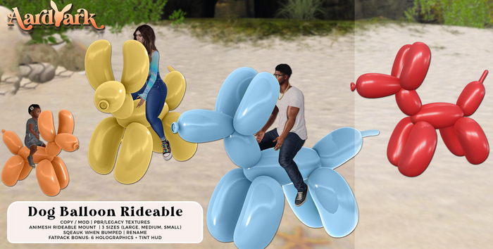 Aardvark : Dog Balloon Rideable - Red 