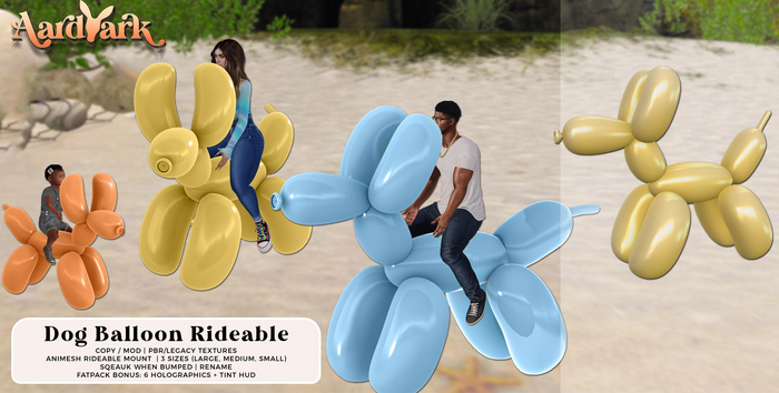 Aardvark : Dog Balloon Rideable - Yellow