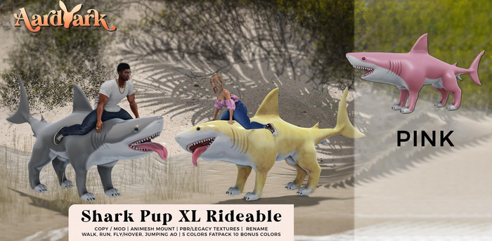 Aardvark : Shark Pup XL Rideable - Pink 