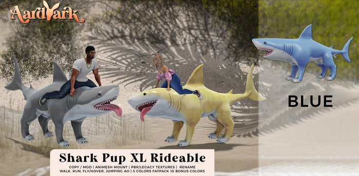 Aardvark : Shark Pup XL Rideable - Blue 