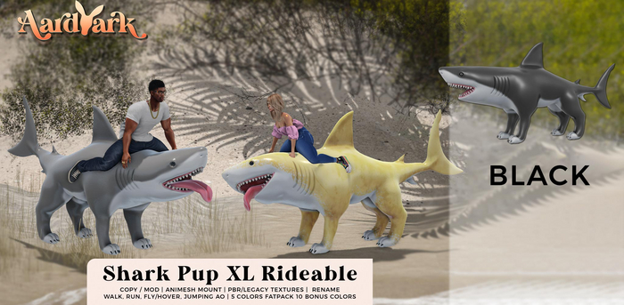 Aardvark : Shark Pup XL Rideable - Black 