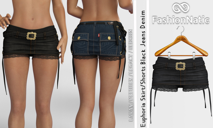 Shorts Euphoria Black Denim - Jeans - Reborn, Legacy, LaraX, PetiteX FashionNatic