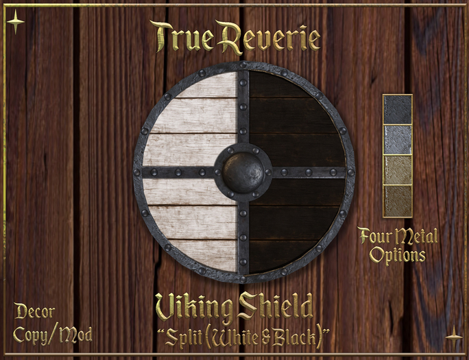 Second Life Marketplace - [True] Viking Shield - Split (White & Black)