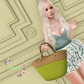 flory. - Lime Straw Beach Bag / ADD