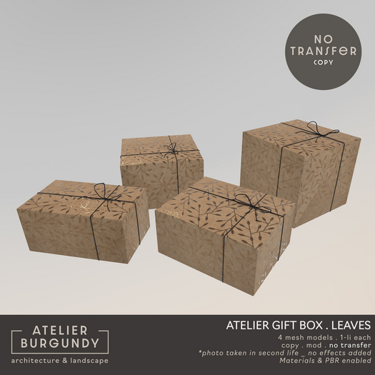 Atelier Burgundy . Atelier Gift Boxes Leaves NO TRANSFER