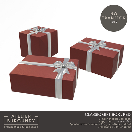 Atelier Burgundy . Classic Gift Boxes Red NO TRANSFER