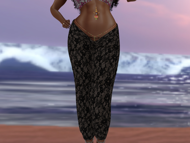 KOKO'S CLOSET DIP FRONT LEGGINGS BLACK LACE